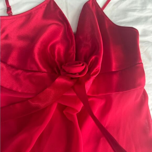 Vintage Victoria’s Secret Red Lingerie Slip Dress XS Satin Rose Bow Babydoll - Picture 12 of 15
